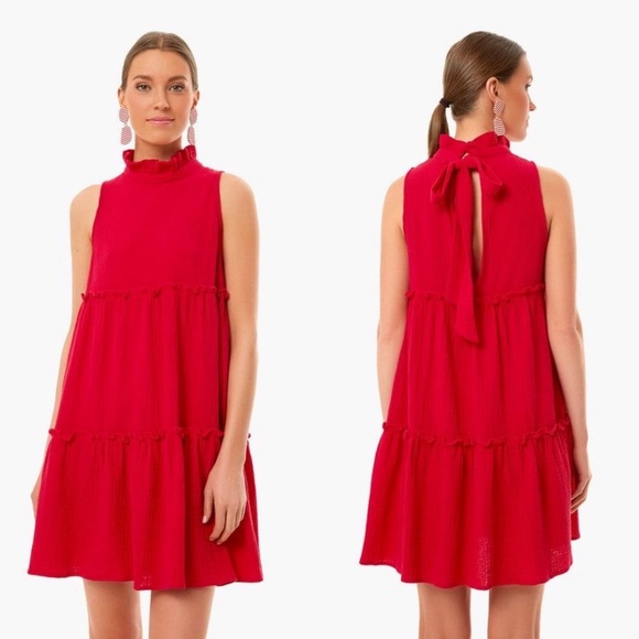 Tuckernuck Pomander Place Red Lightweight Cotton Gauze Morgan Dress Medium - Picture 1 of 8